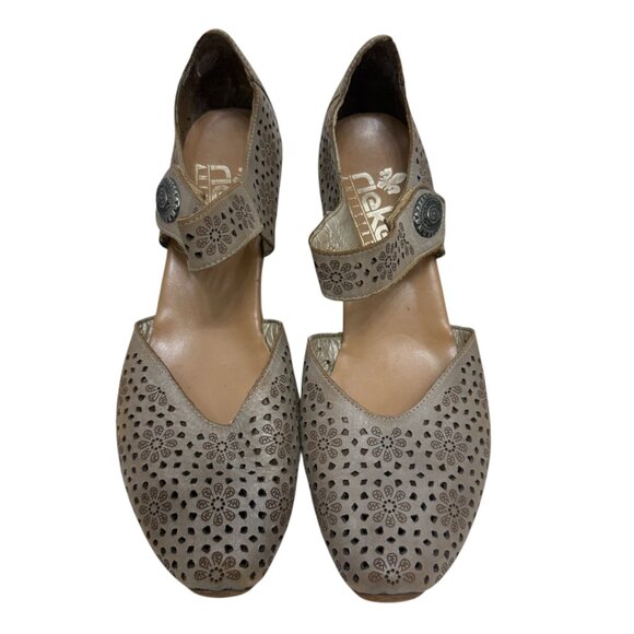 Rieker Antistress Mirjam Mary Jane Leather Gray Boho Comfort Shoes Size 39 / 8 - Picture 3 of 9
